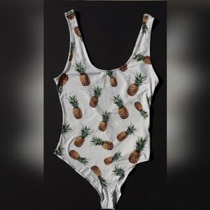 Charlotte Russe Pineapple Tank Bodysuit~Sz S